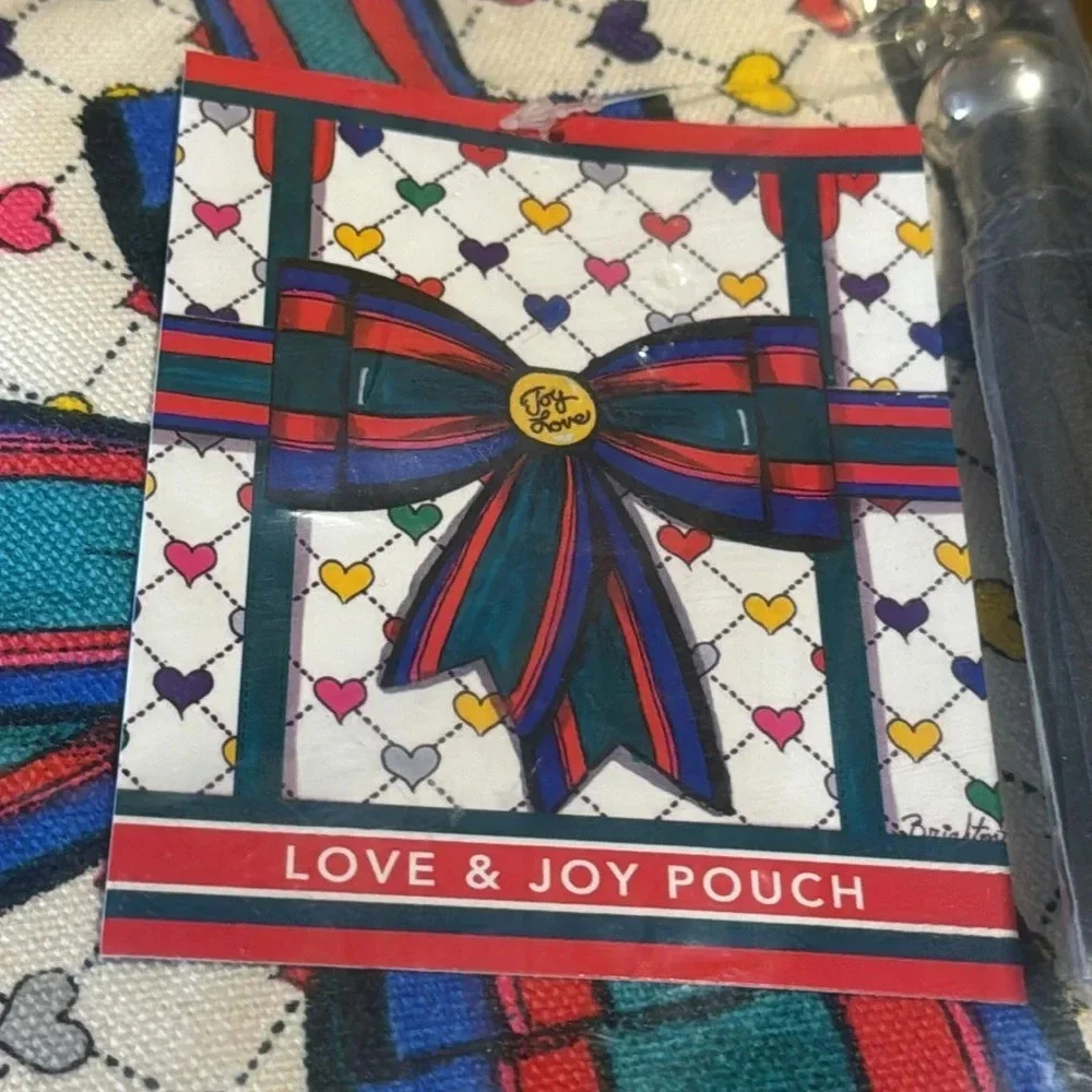 NWT Brighton x Tom Clancey Designer Holiday LOVE & JOY Canvas Crossbody - Picture 3 of 9